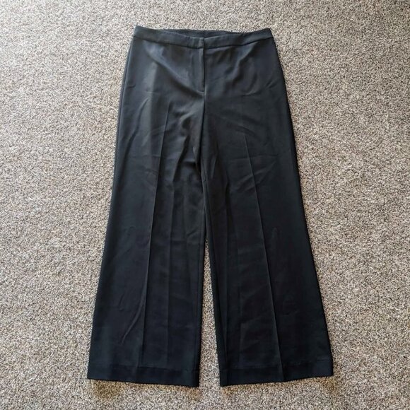 St John Caviar Wide Leg Slacks Trouser Pants Size 14 Black - Picture 1 of 6
